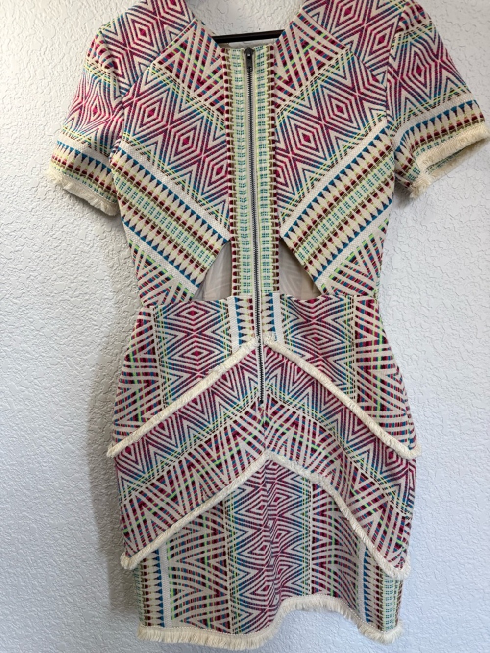 Adelyn Rae Jaylene Woven Sheath Dress | Embroidered Cutout Back | XS - Picture 8 of 15